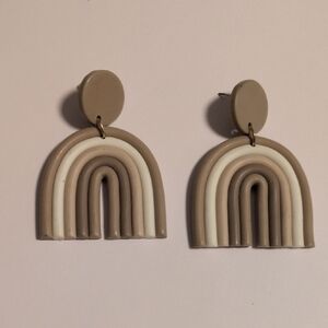 Beige and Cream Arch Earrings